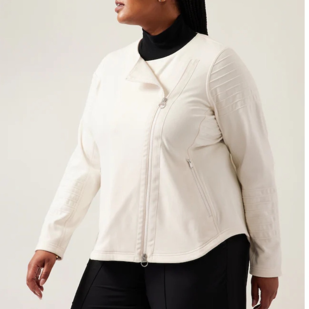 NWT ATHLETA Moto Jacket in Magnolia White Size 3X